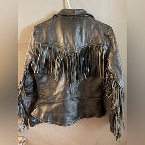 Genuine leather made in England tassel perfecto jacket fringe cowboy western